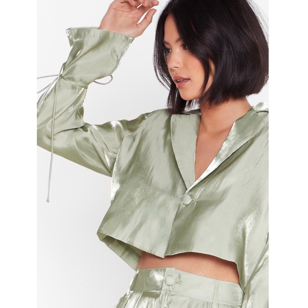 Nasty Gal Satin Cropped Blazer NWT